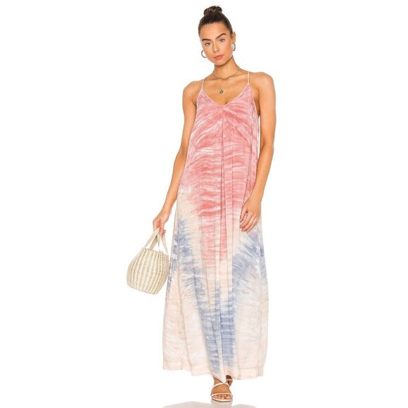 Michael Stars Haze Wash Maxi Dress Rosewater Pink Blue Resort